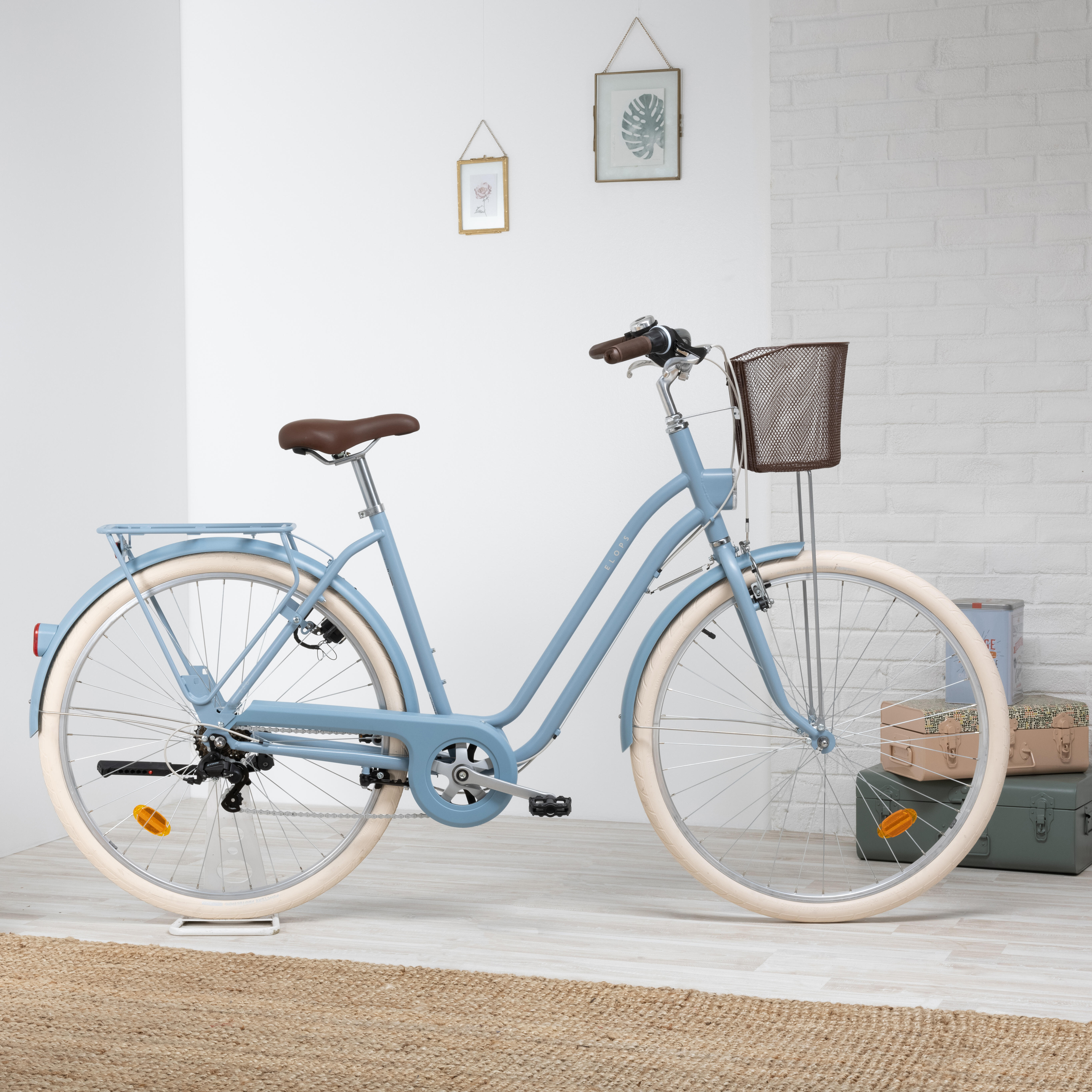 自転車本体 BTWIN ELOPS 520 Elops 520 Low Frame City Bike - Steel blue, - - Elops