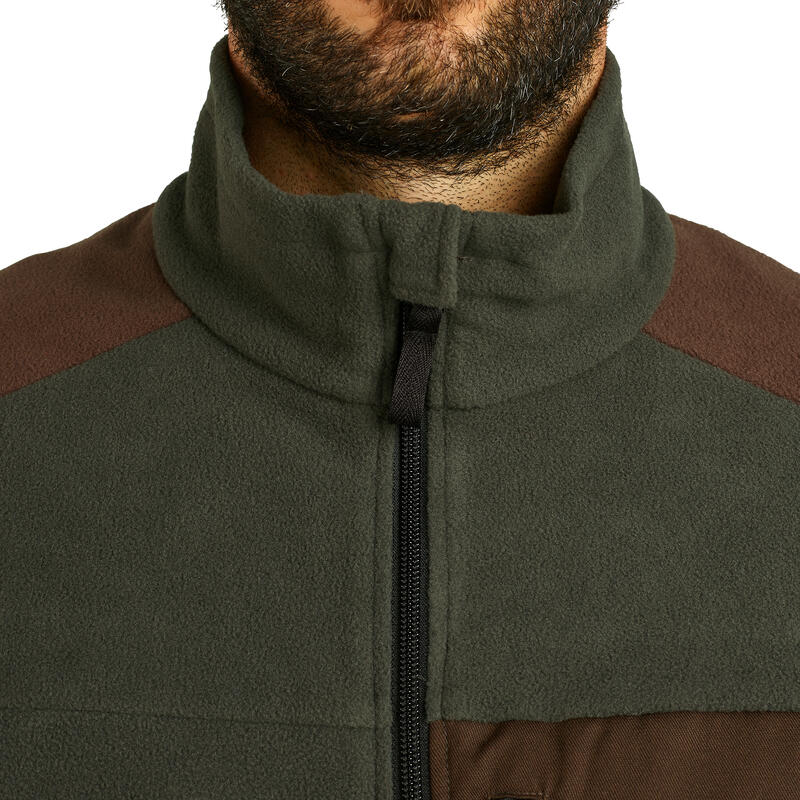 Fleecejacke 500 zweifarbig braun/grün