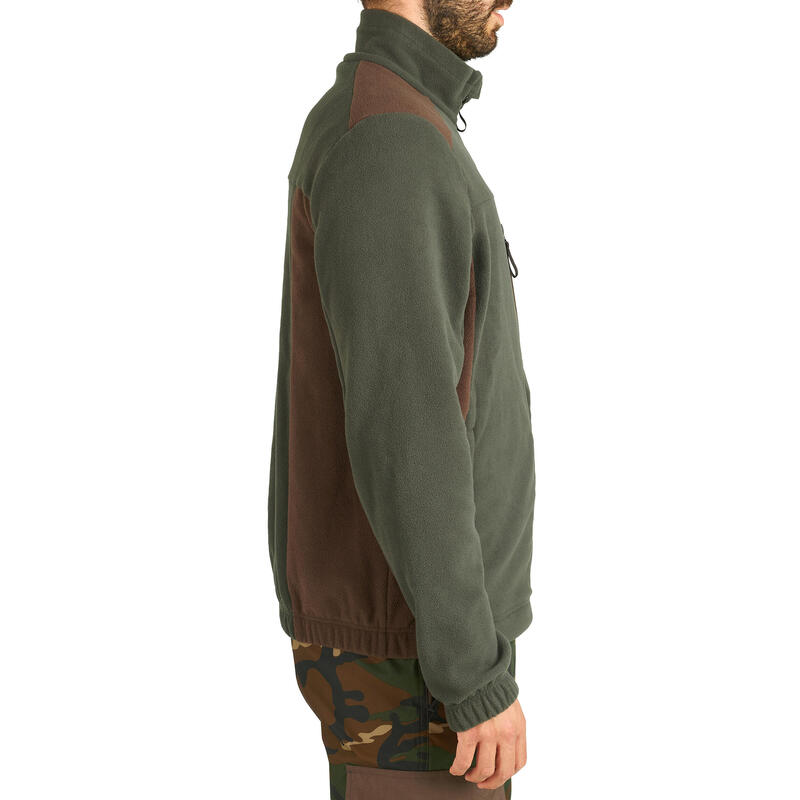Tweekleurige fleece jas voor de jacht 500 bruin groen