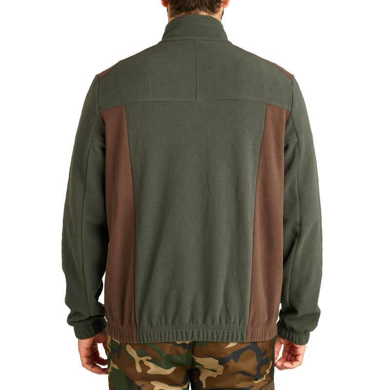 Tweekleurige fleece jas voor de jacht 500 bruin groen