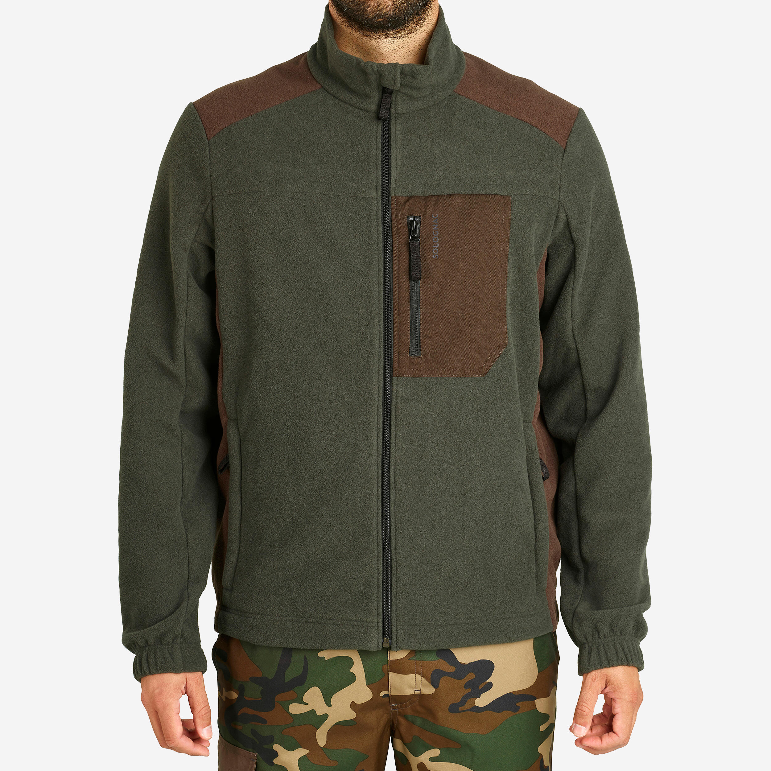Forro Polar Solognac 500 Hombre Calido Beige Bicolor Decathlon