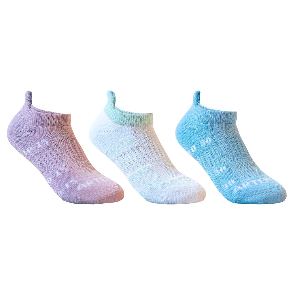 Tennissocken grün Low Kinder 3er-Pack lila/grün/blau