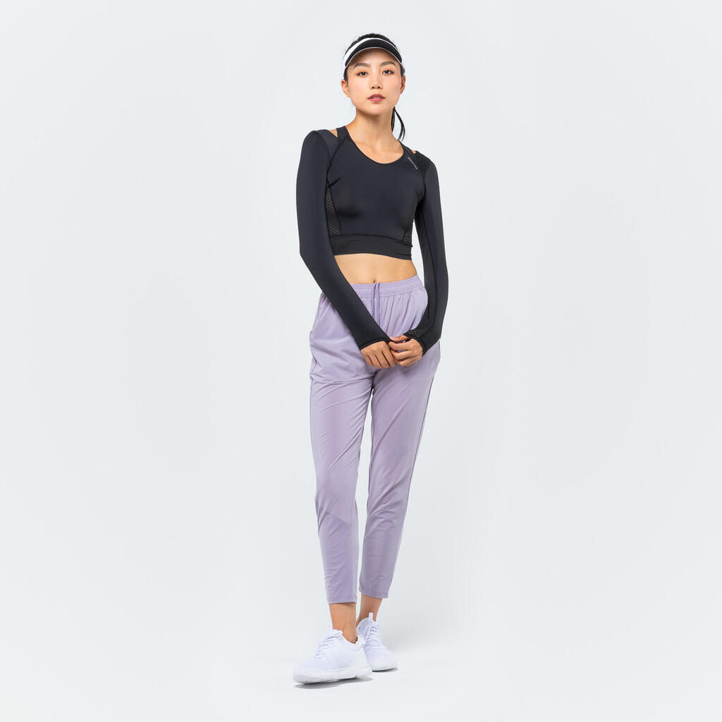 Pantalon jogging coupe carotte Fitness Cardio Femme Violet