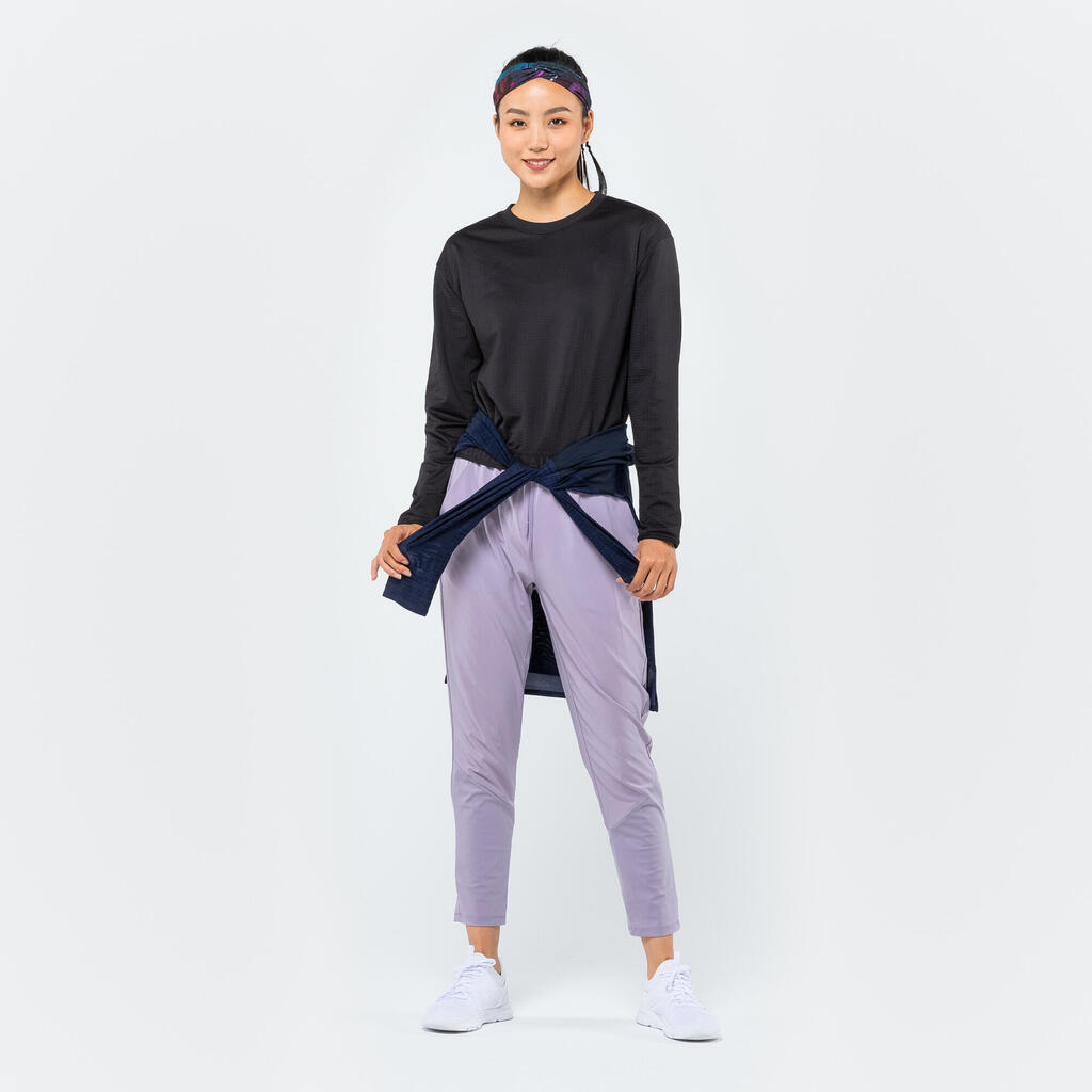 Pantalon jogging coupe carotte Fitness Cardio Femme Violet