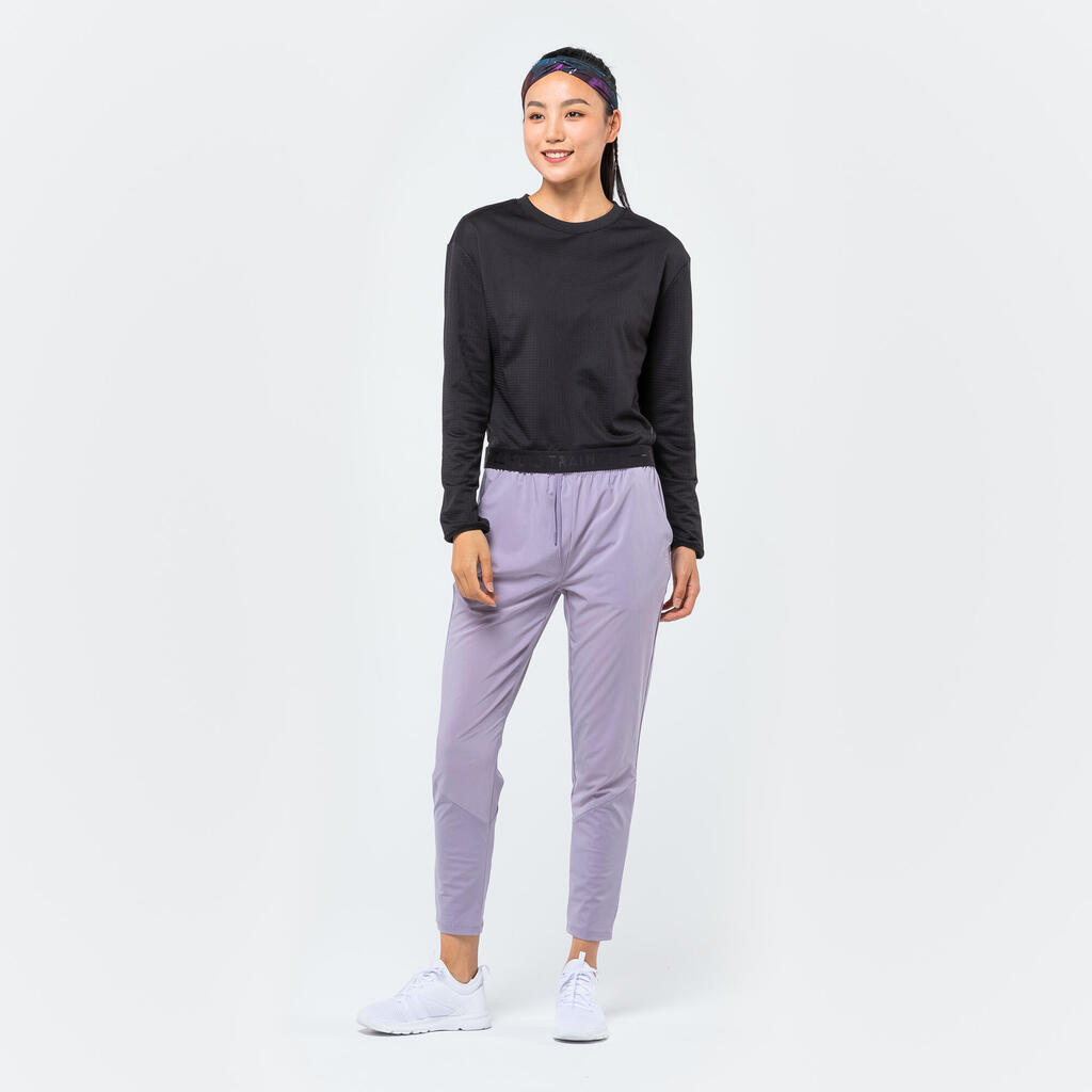 Pantalon jogging coupe carotte Fitness Cardio Femme Violet