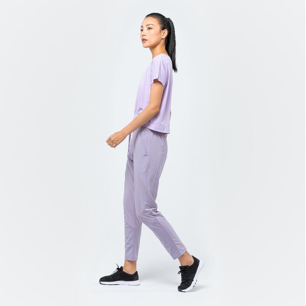 Pantalon jogging coupe carotte Fitness Cardio Femme Violet