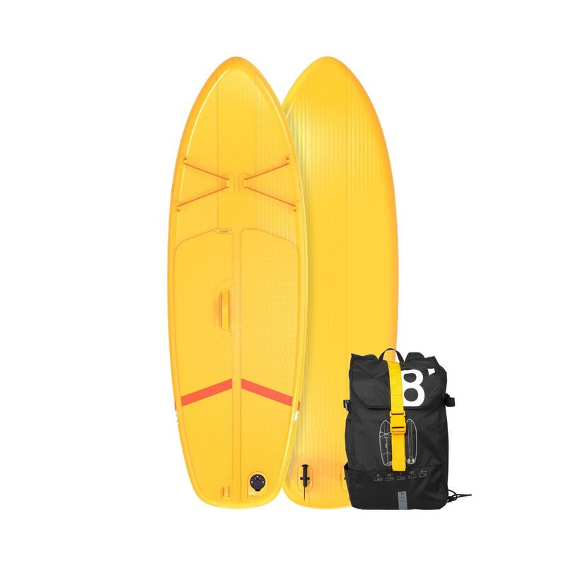 INFLATABLE COMPACT STAND-UP PADDLE BOARD FOR BEGINNERS S WHITE-YELLOW