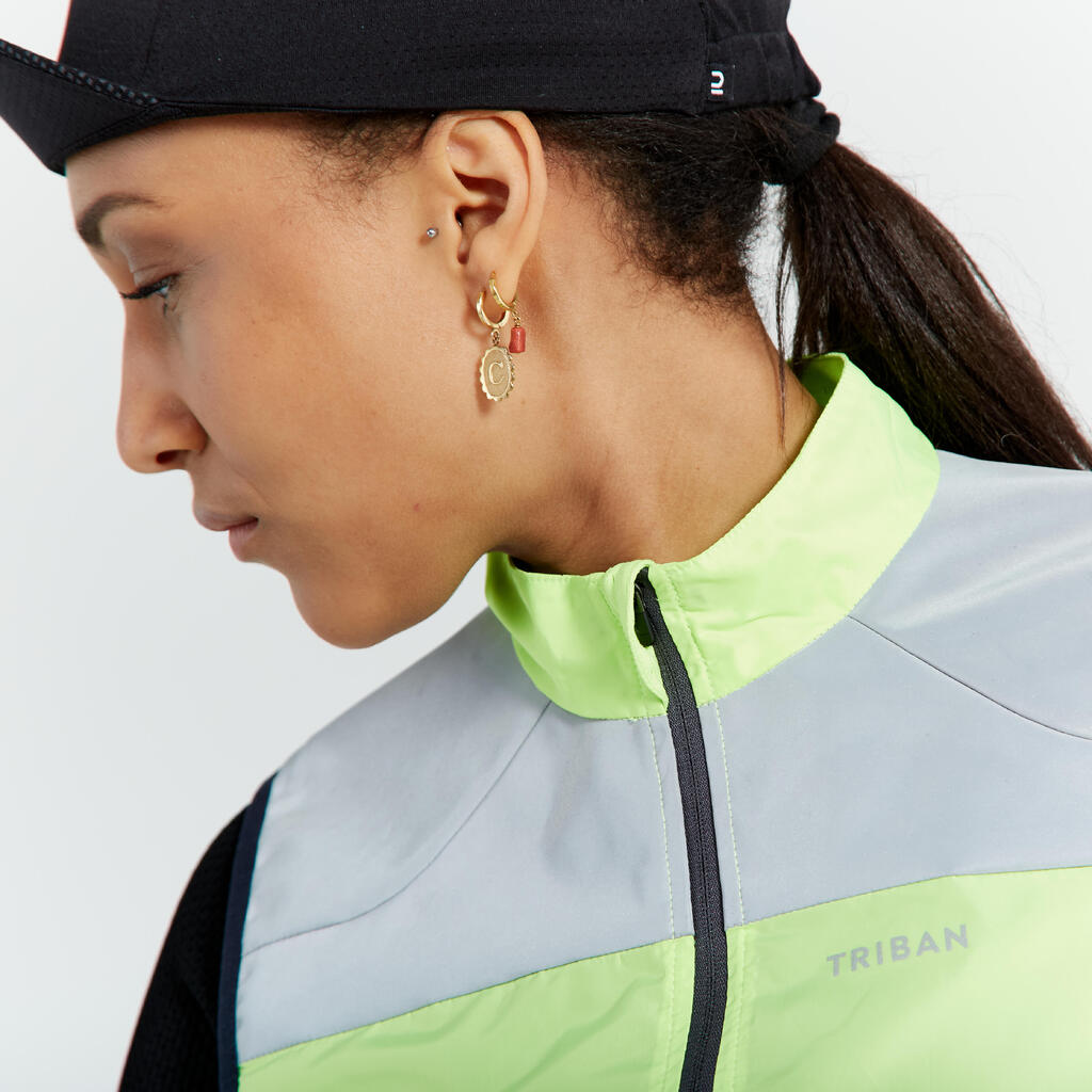 Women's Hi-Vis Windproof Cycling Gilet - Neon Yellow