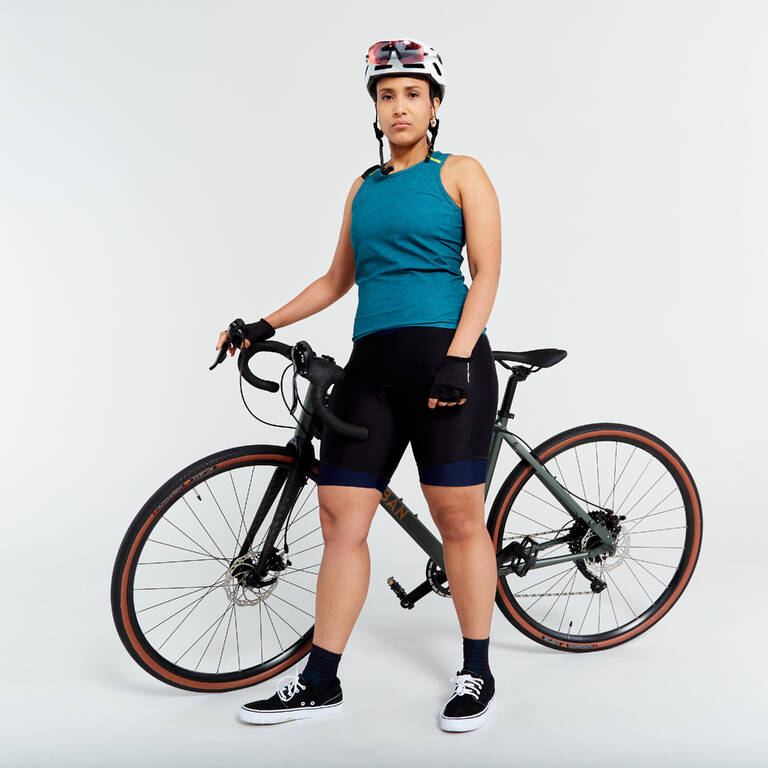 Women's Cycling Bibless Shorts 500 - Black/Navy