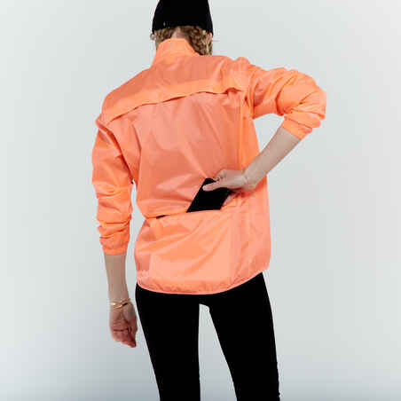 impermeable ciclismo 100 mujer rojo coral