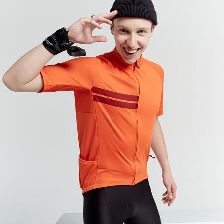 Trumparankoviai vyr. plento dviratininko marškinėliai šiltam orui RC100, raudoni