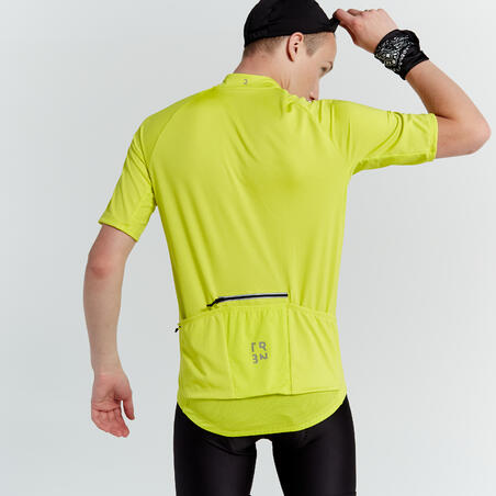 Men's Short-Sleeved Warm Weather Road Cycling Jersey RC100 - Yellow