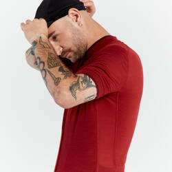 Men's Merino Short-Sleeved Cycling Jersey GRVL900 - Burgundy