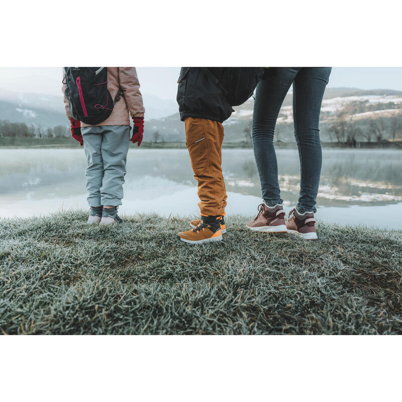 Warme waterdichte wandelschoenen voor kinderen met klittenband - SH500 - roze