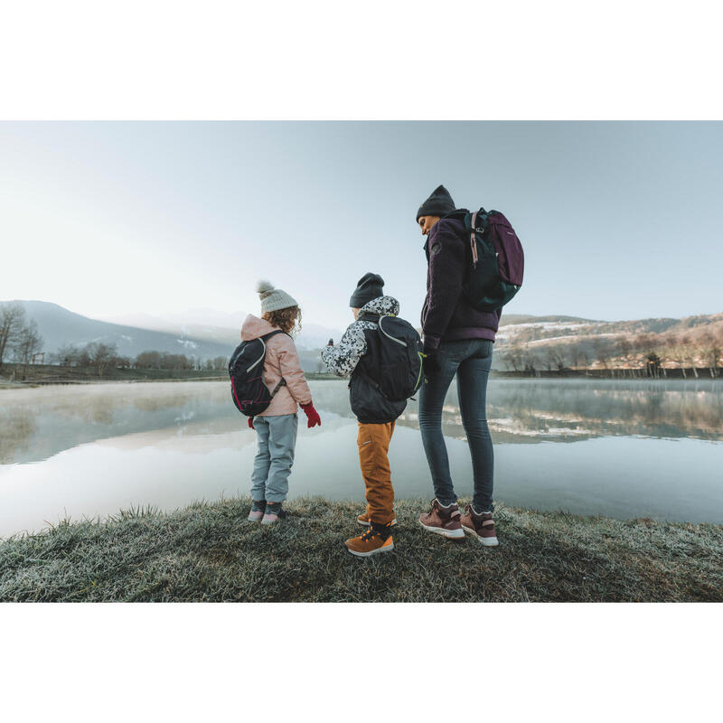 Dětské turistické nepromokavé kožené boty na suchý zip SH 500