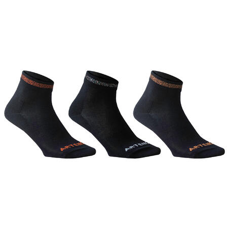 CHAUSSETTES DE SPORT MI-HAUTES ARTENGO RS 160 NOIR LOT DE 3