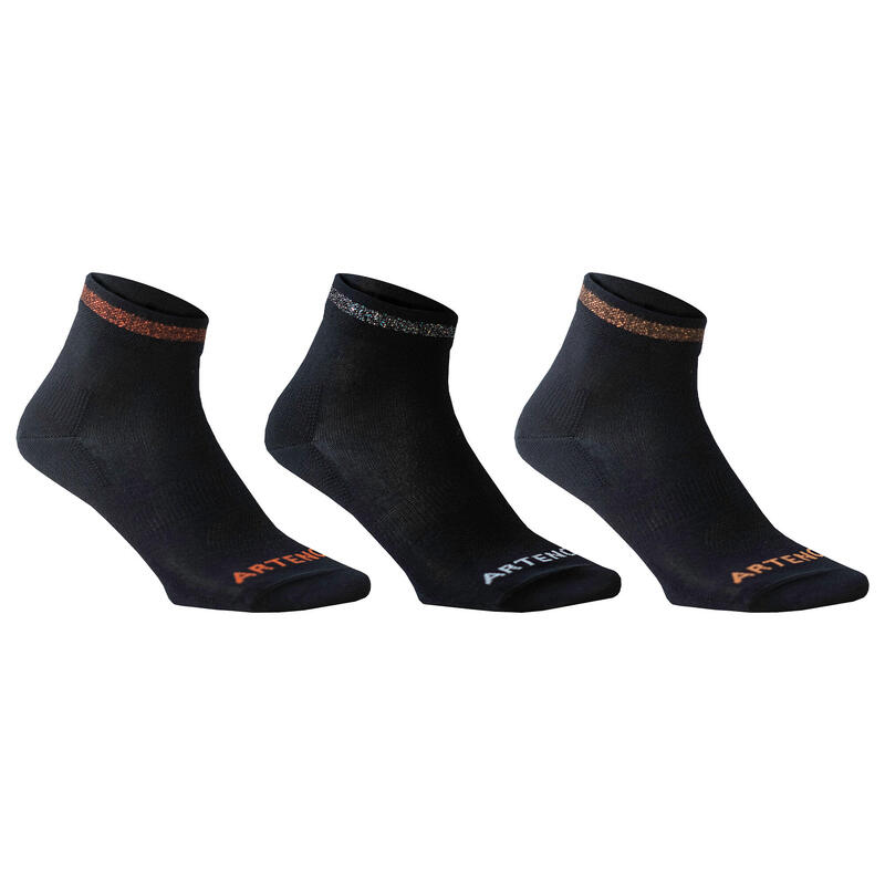 Chaussettes de Sport Mi-Hautes RS 160 Lot de 3 - Noir/Ligne Grise