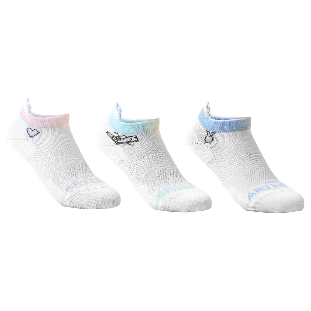 Kids' Low Tennis Socks RS 160 Tri-Pack - Green/Purple