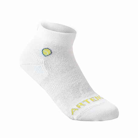 Kids' Mid-Cut Sports Socks RS 160 Tri-Pack - White/Blue Logo