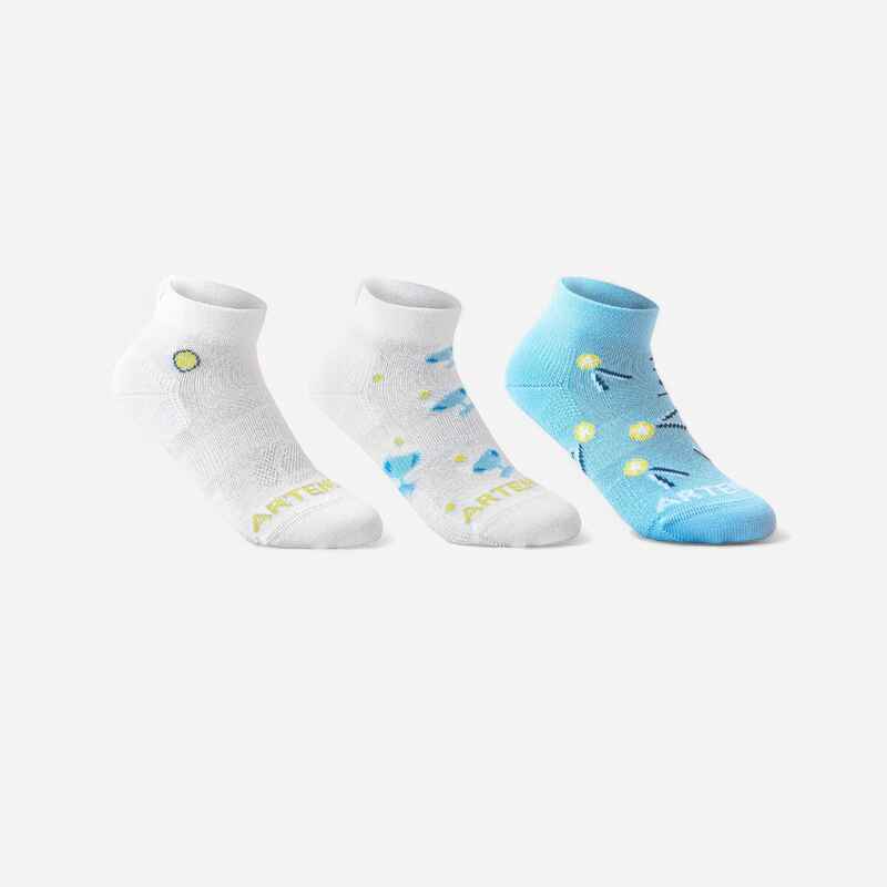 Kids' Mid-Cut Sports Socks RS 160 Tri-Pack - White/Blue Logo