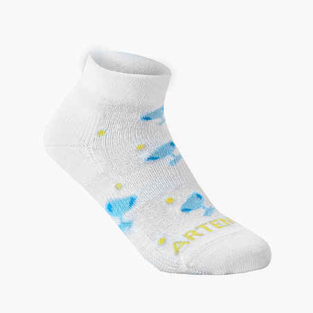 Kids' Mid-Cut Sports Socks RS 160 Tri-Pack - White/Blue Logo