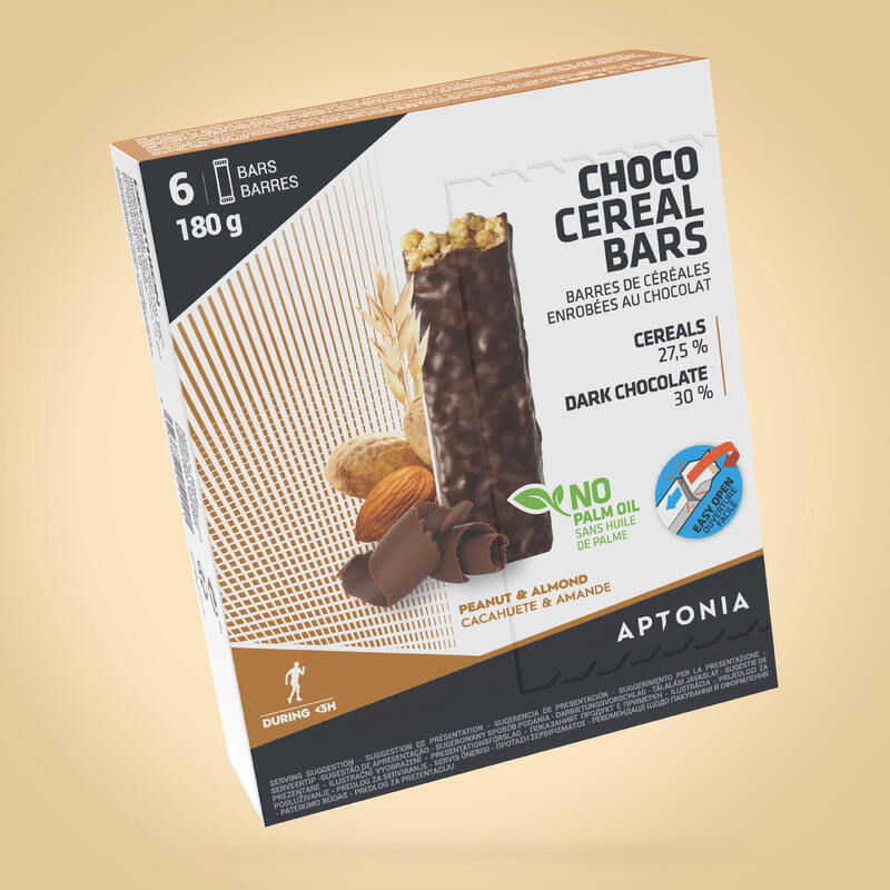 Barre de céréales enrobée Chocolat Noir Amandes Cacahuètes 6 x 30 g