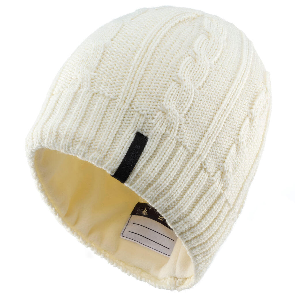 KIDS SKI HAT CABLE KNIT ECRU