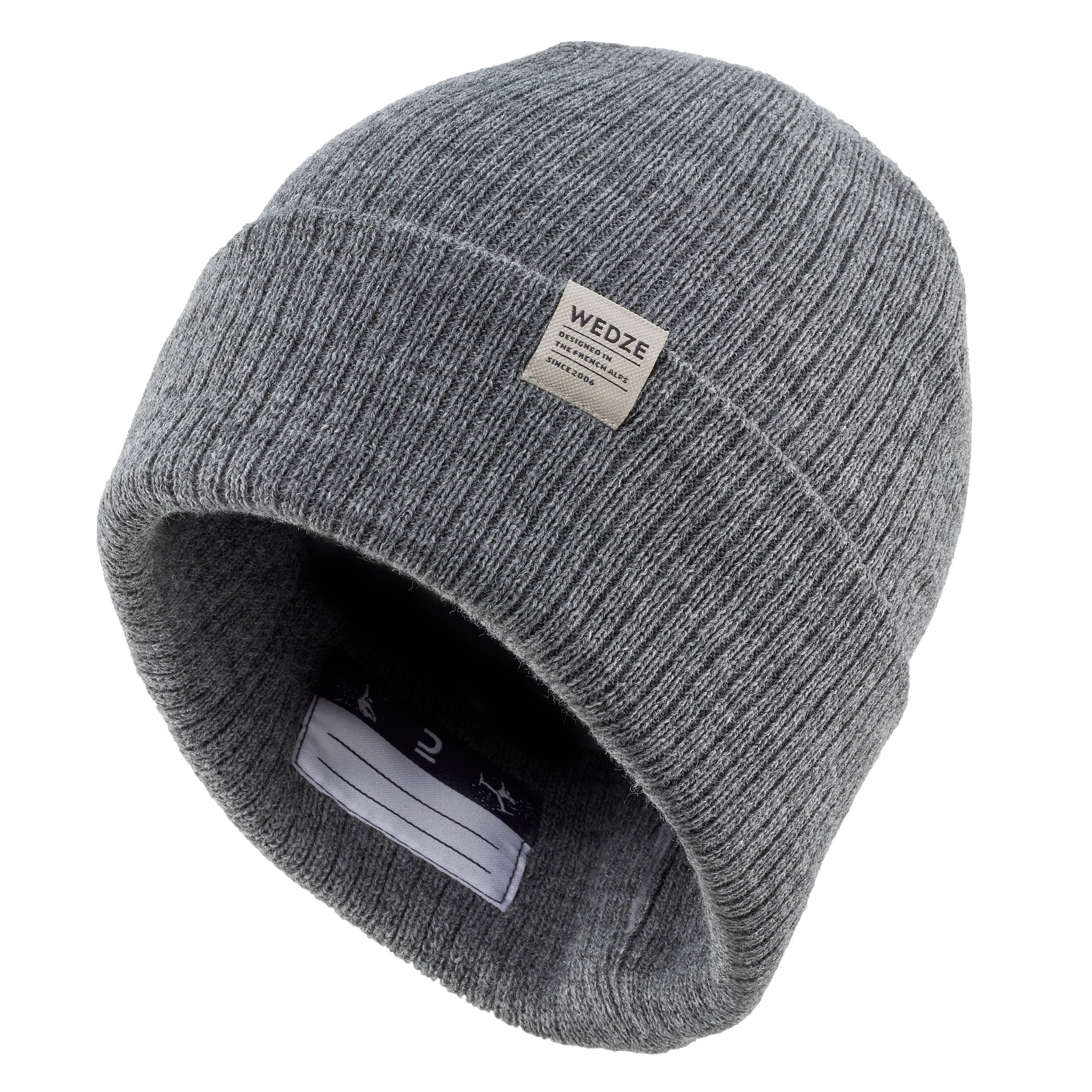 Kids' Skiing Beanie Hat FISHERMAN 500 - Grey