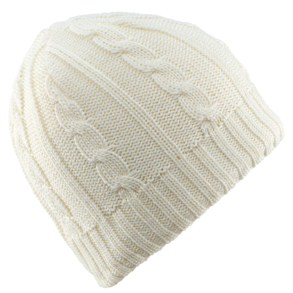 KIDS SKI HAT CABLE KNIT ECRU