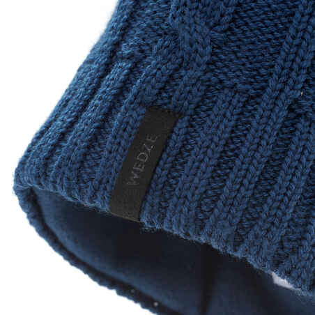 Gorro de Nieve y Esquí Niños Wedze Torsades Trenzas Lana Azul