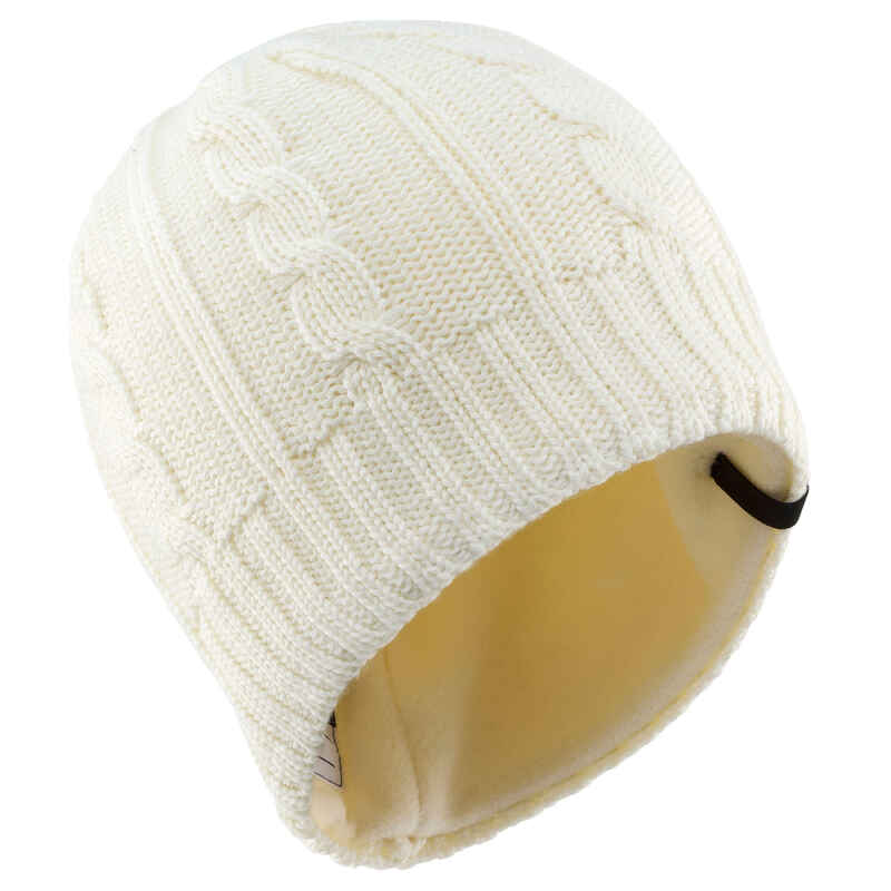 KIDS SKI HAT CABLE KNIT ECRU