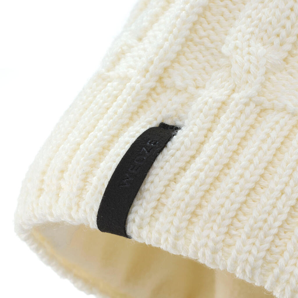 KIDS SKI HAT CABLE KNIT ECRU