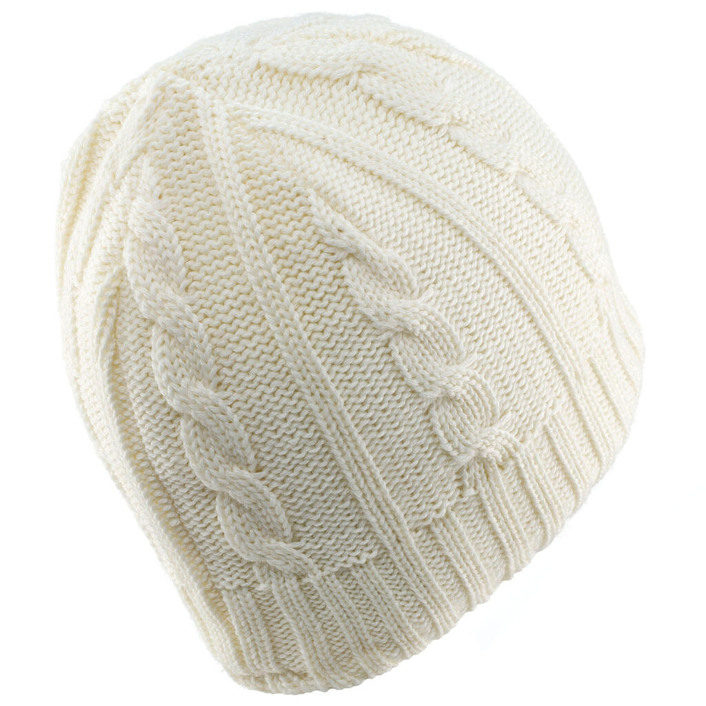 KIDS SKI HAT CABLE KNIT ECRU