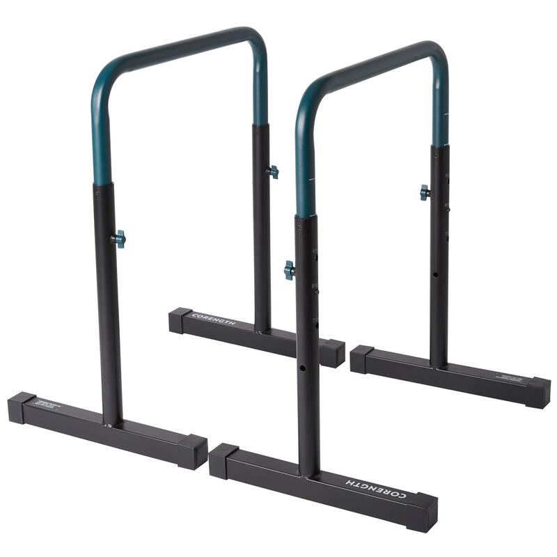 Barras paralelas para ejercicio de brazos y calistenia de ancho regulable  de acero negro y naranja Homcom