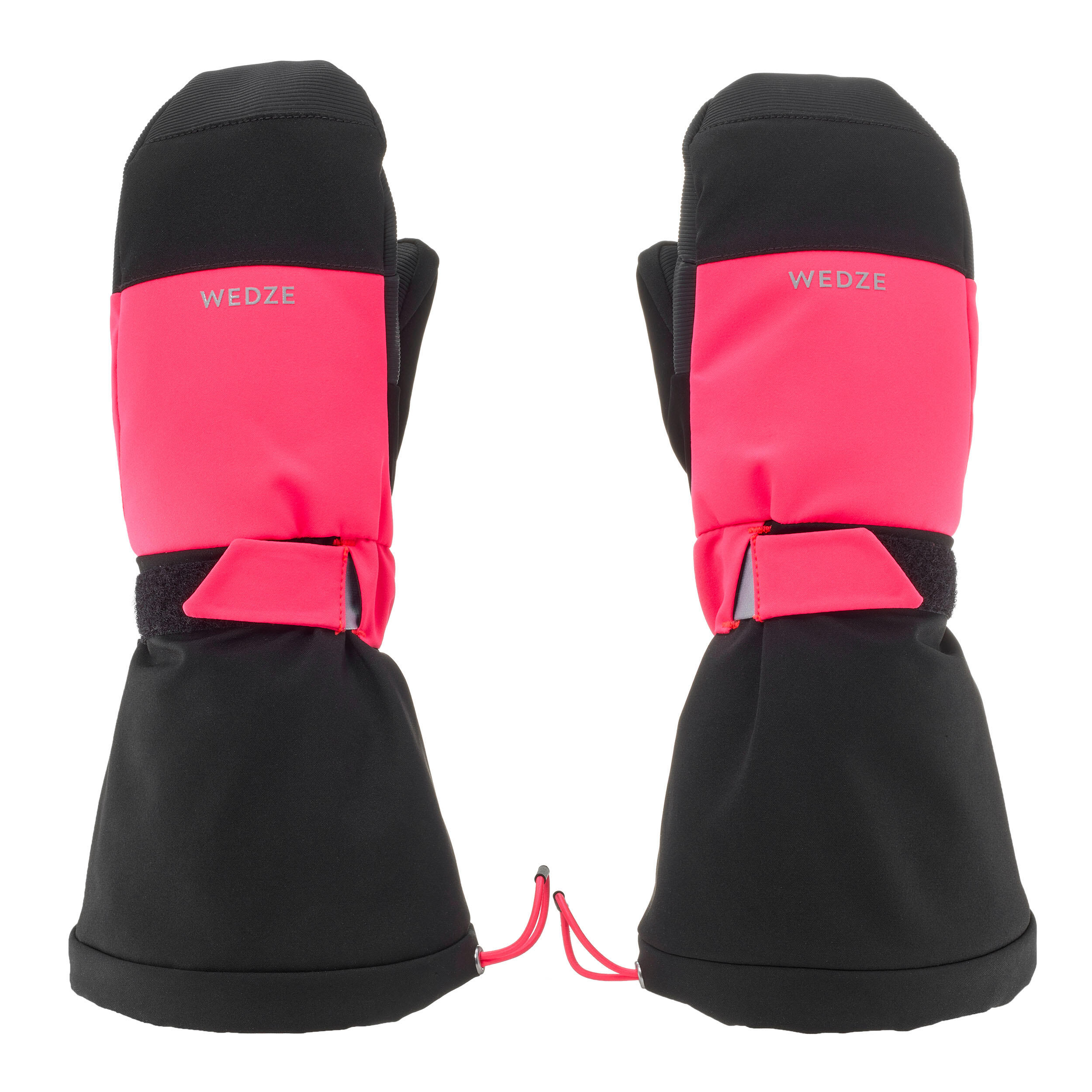 WARM AND WATERPROOF CHILDREN'S SKI MITTENS - 550 BLACK PINK FLUO