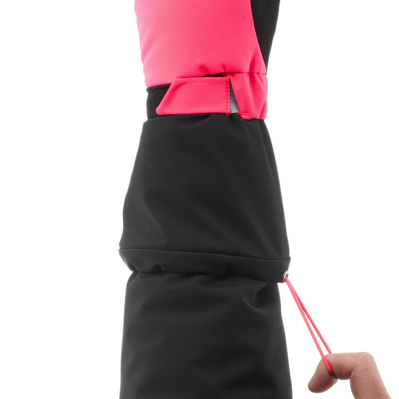 MOUFLES DE SKI ENFANT CHAUDES ET IMPERMEABLES - 550 NOIRS ROSES FLUO