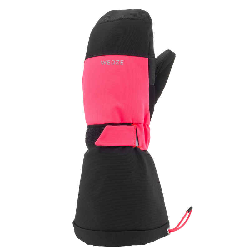 Skifäustlinge - 550 Kinder warm wasserdicht schwarz/neonrosa