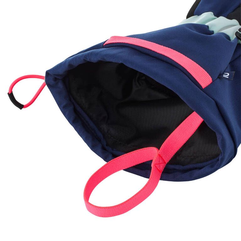 KIDS WARM AND WATERPROOF SKI GLOVES 550 NAVY/SKY BLUE/NEON PINK Decathlon