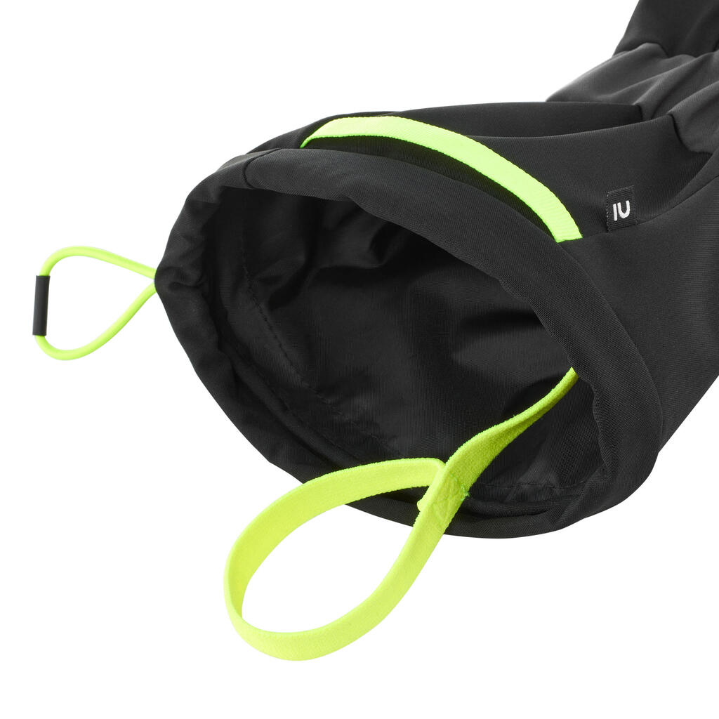 KIDS’ WARM AND WATERPROOF SKI MITTENS - 550 BLACK NEON YELLOW