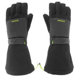 KIDS’ WARM AND WATERPROOF SKI GLOVES 550 BLACK GREY