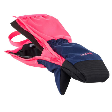 Roze dečje tople i vodootporne rukavice za skijanje