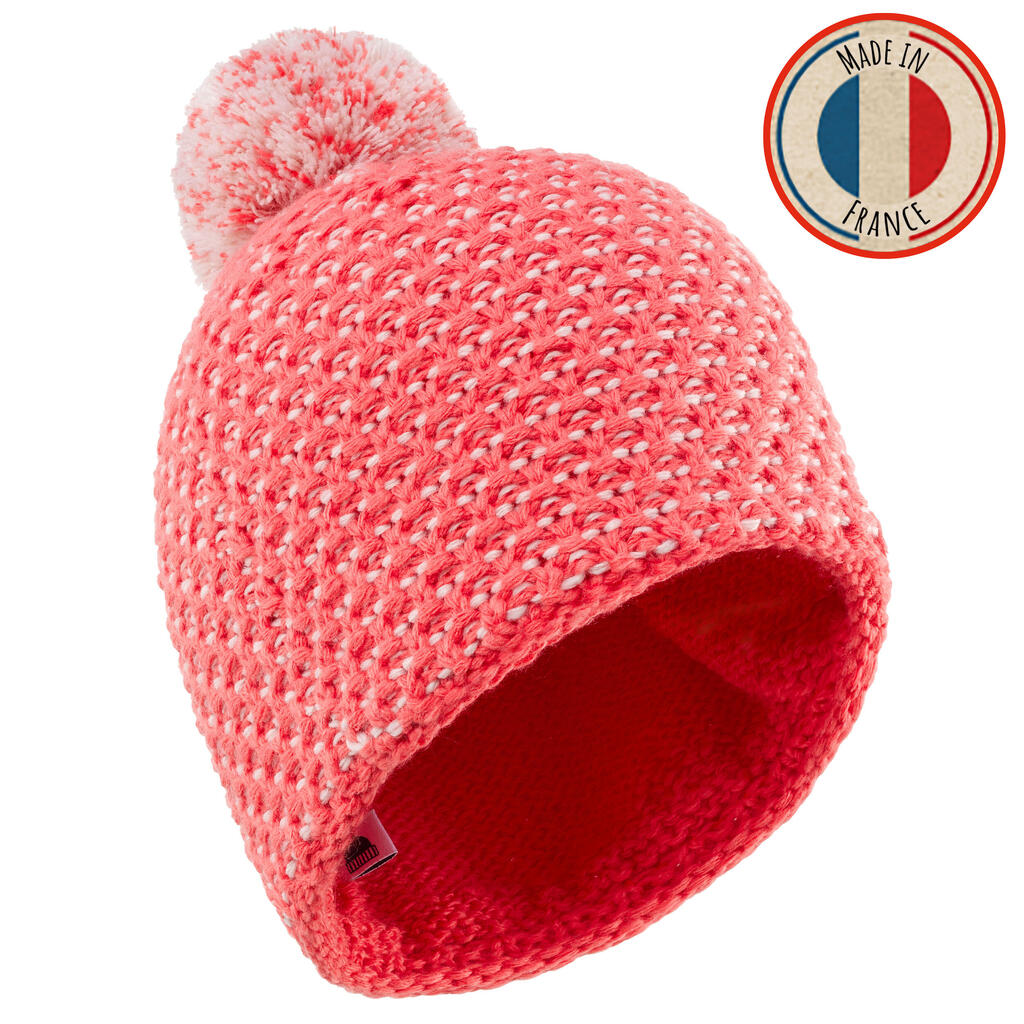 Adult  ski hat made in france - timeless - coral
