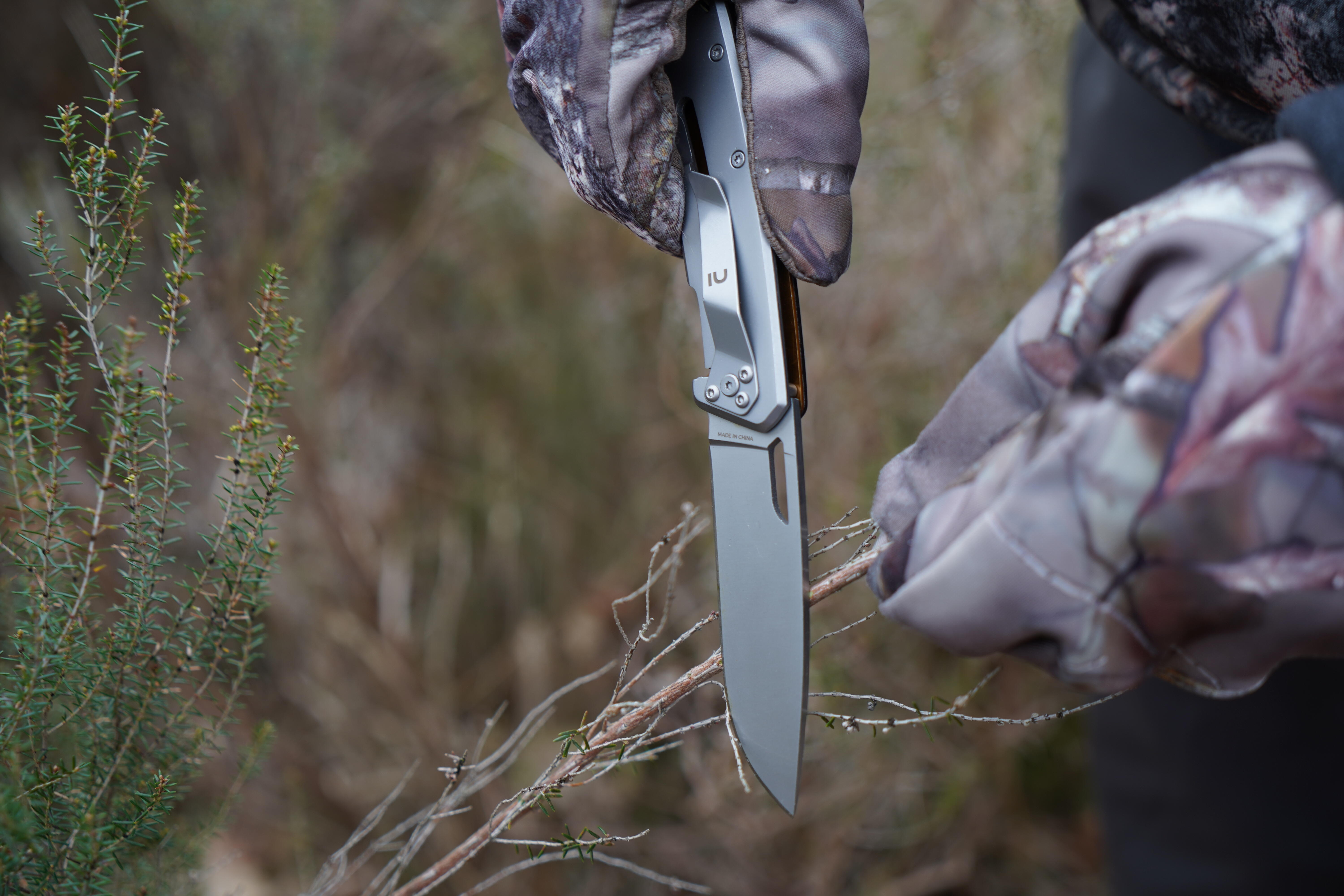 Hunting Axis 75 folding knife V2 black grip - SOLOGNAC