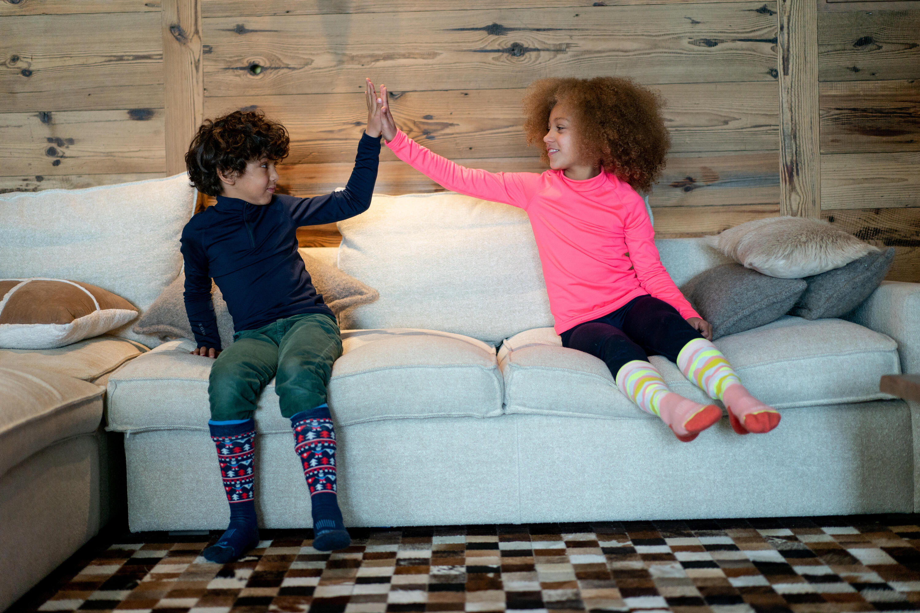 CHAUSSETTES DE SKI JUNIOR - 100 - CAMO 
 ROSE 10/10