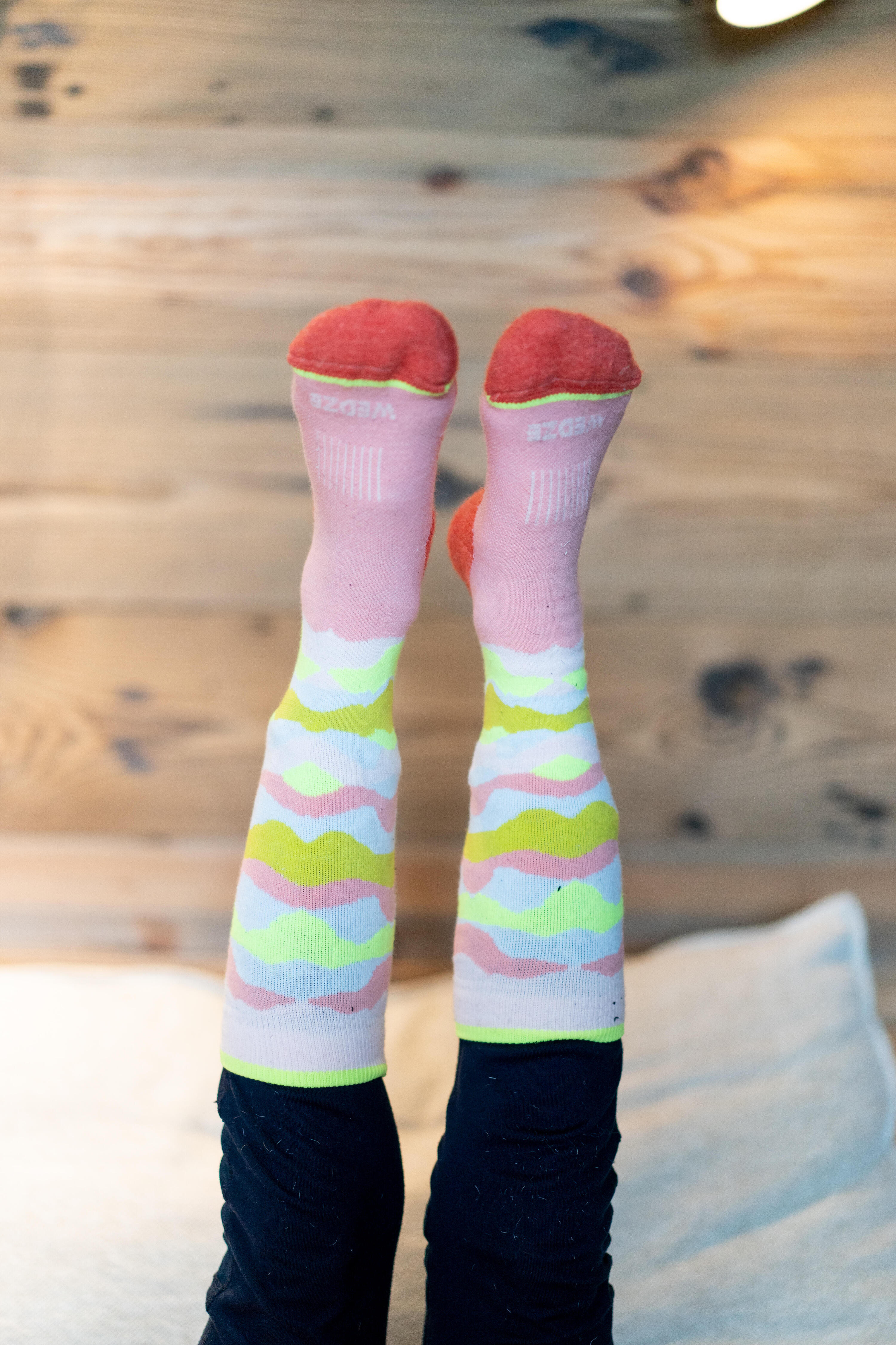 CHAUSSETTES DE SKI JUNIOR - 100 - CAMO 
 ROSE 9/10