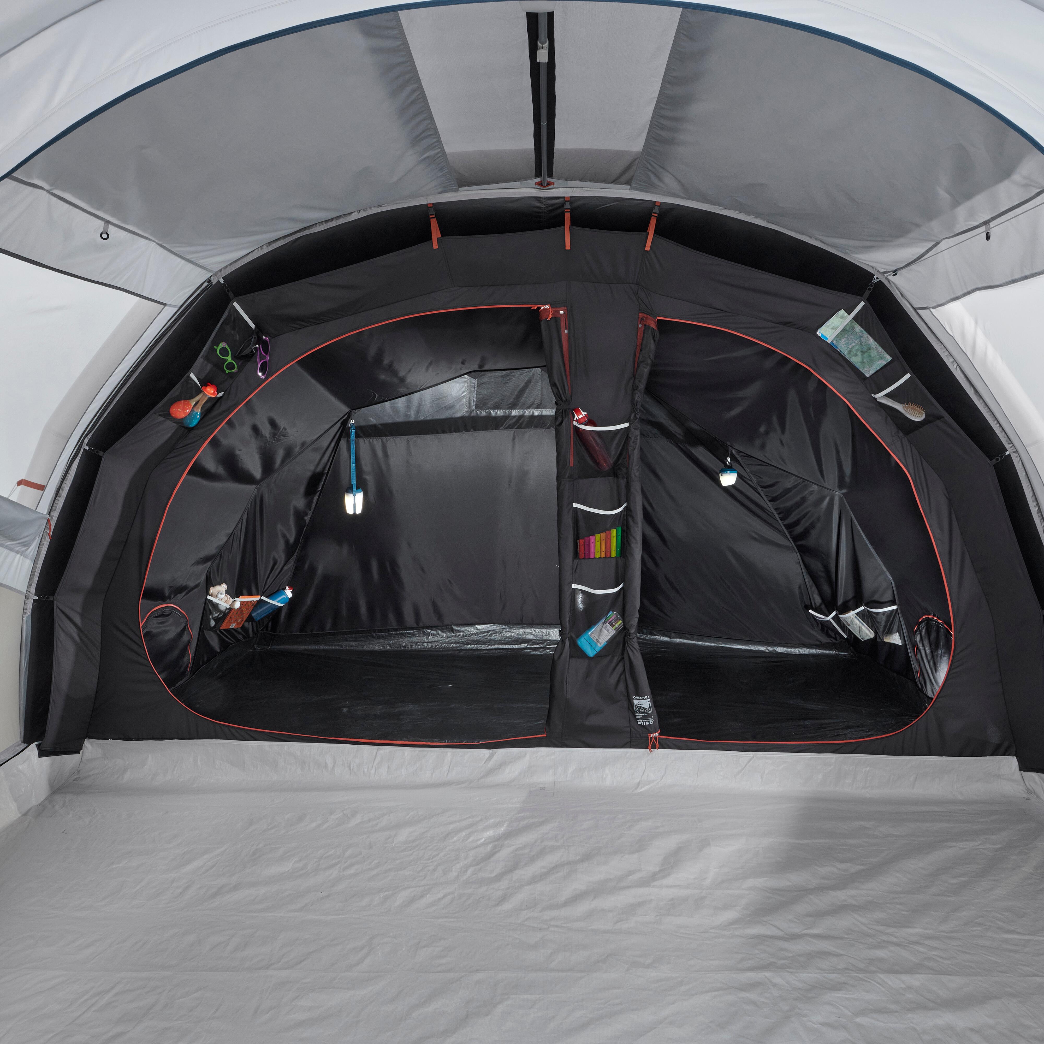 Inflatable Camping Tent 5-Person, Air Seconds 5.2 Fresh & Black - QUECHUA
