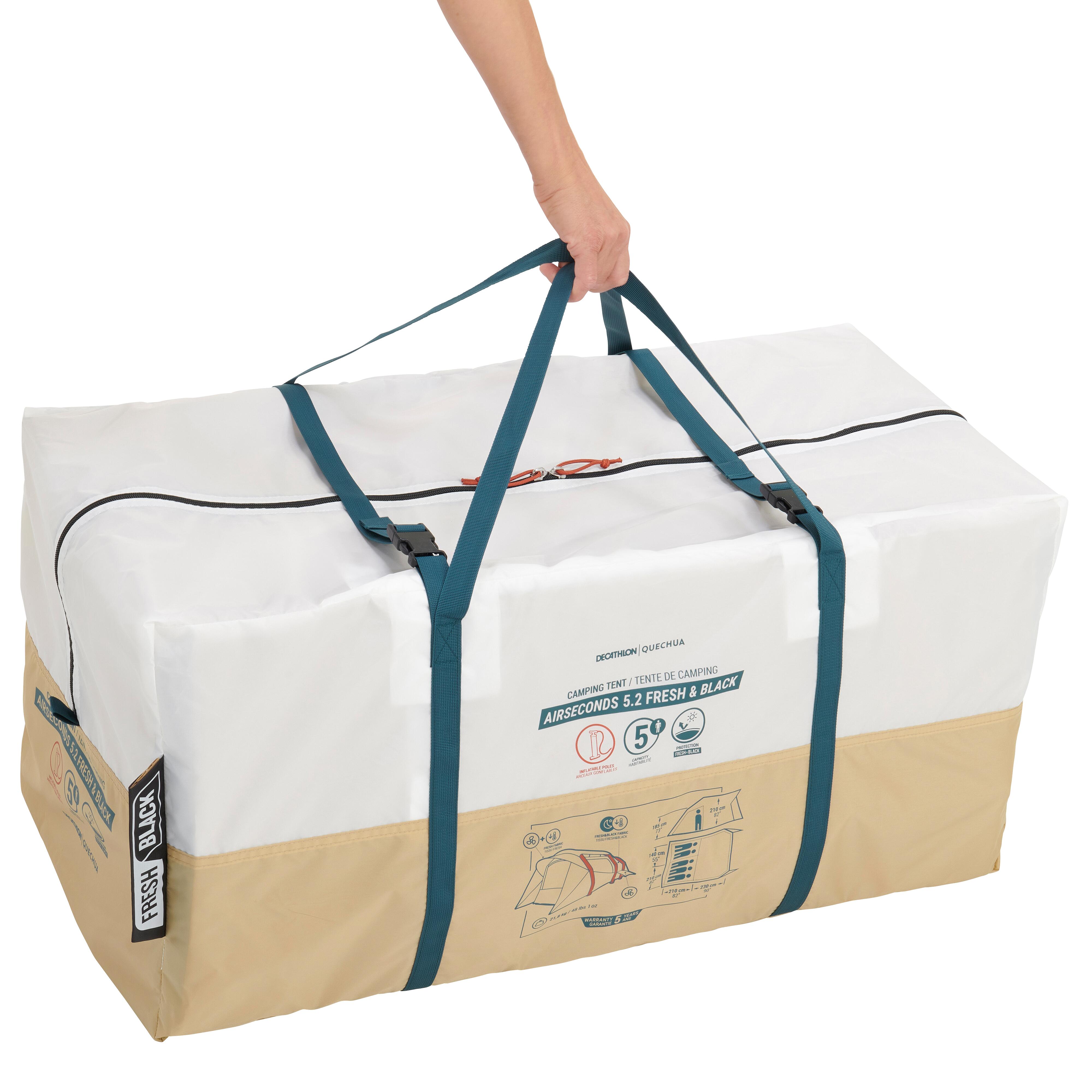 Tente de camping gonflable 5 personnes, Air Seconds 5.2 Fresh & Black - QUECHUA