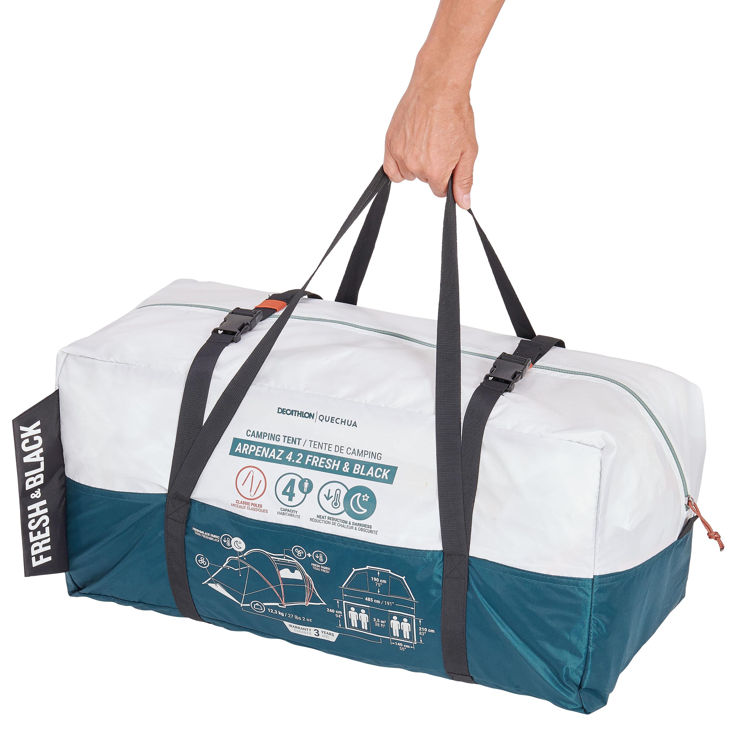 4-Person Camping Tent, Arpenaz 4.2 Fresh & Black - QUECHUA