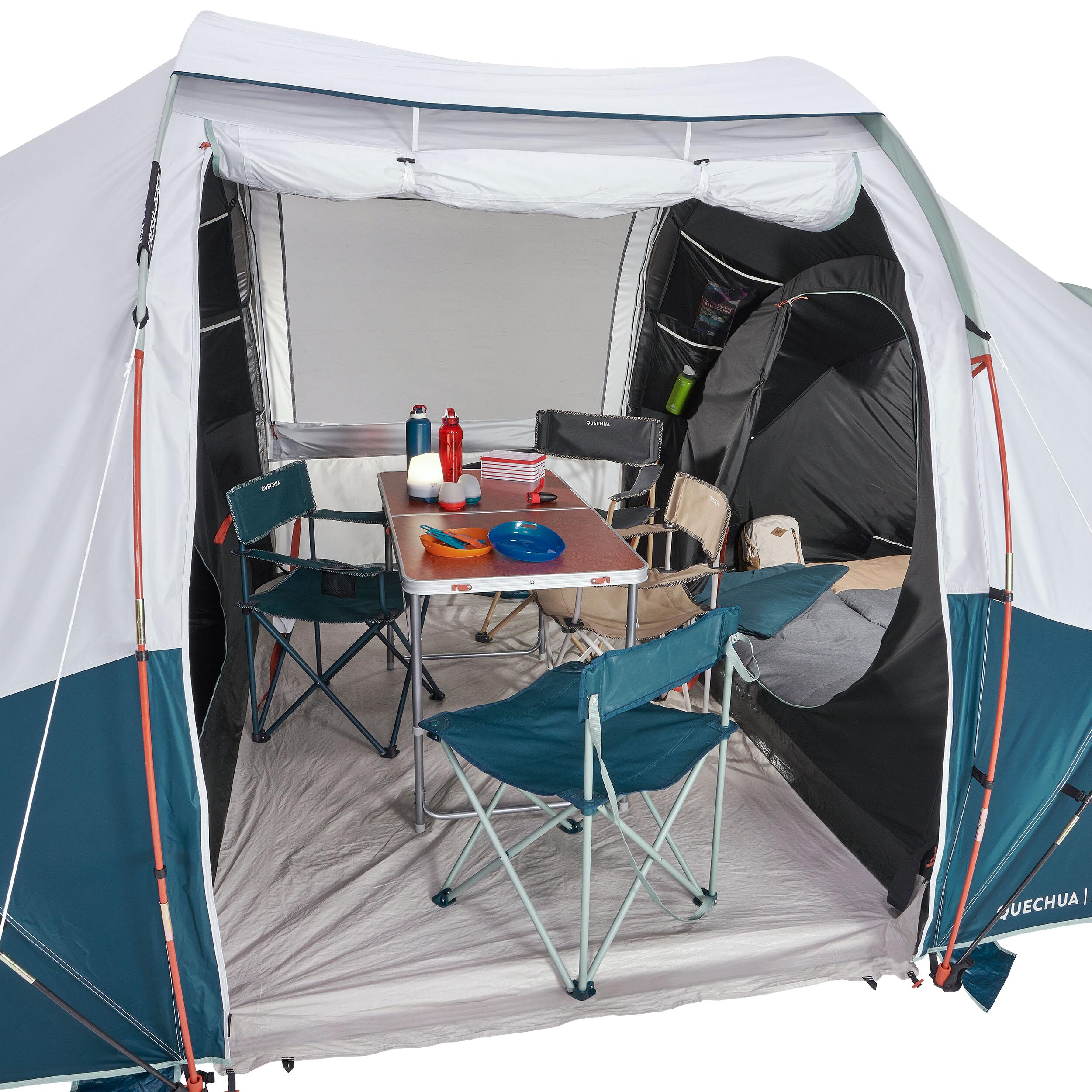 4-person, 2-bedroom camping tent, Arpenaz 4.2, Fresh & Black 10/12