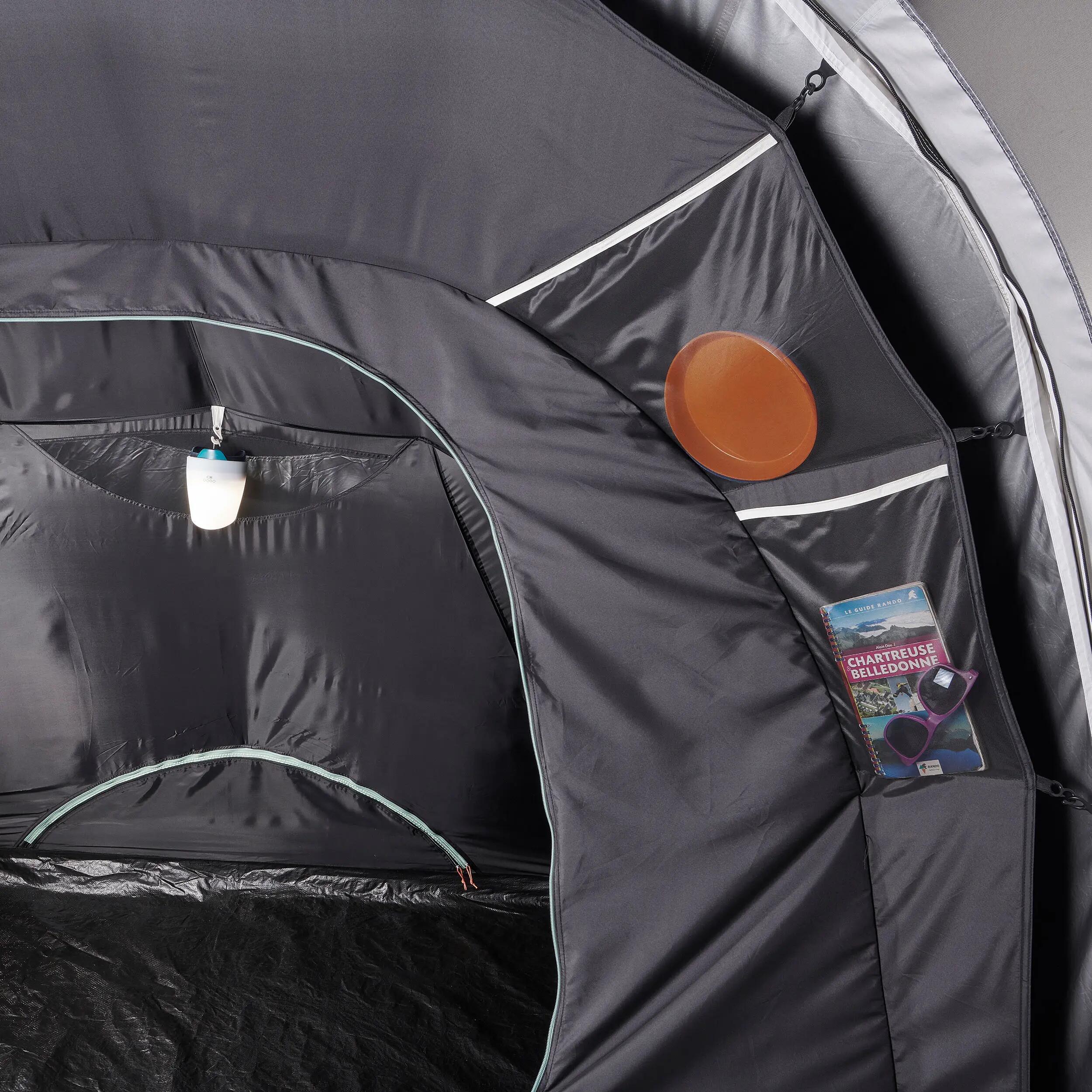 4-person, 2-bedroom camping tent, Arpenaz 4.2, Fresh & Black 11/12
